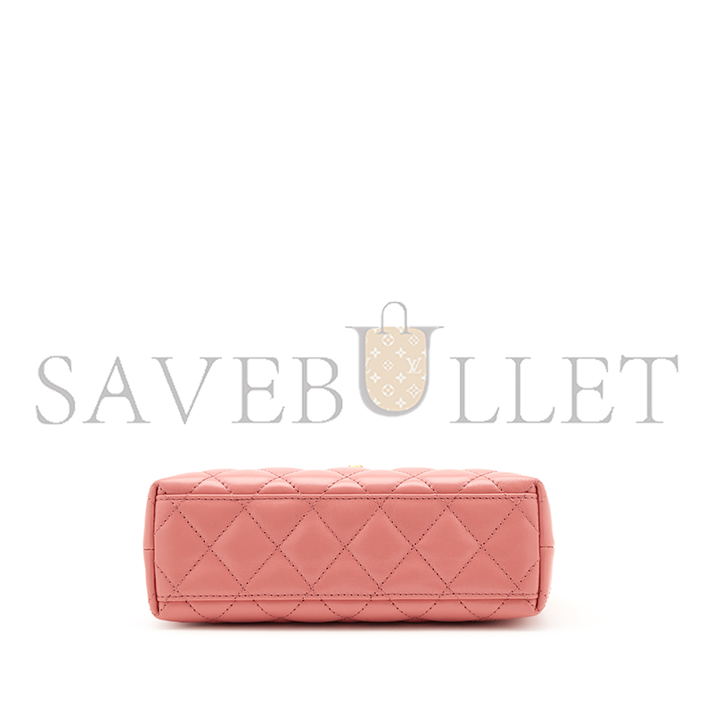CHANEL MASTER PINK AGED QUILTED CALFSKIN MINI KELLY SHOPPER BRUSHED GOLD HARDWARE AS4416 (19*13*7cm)